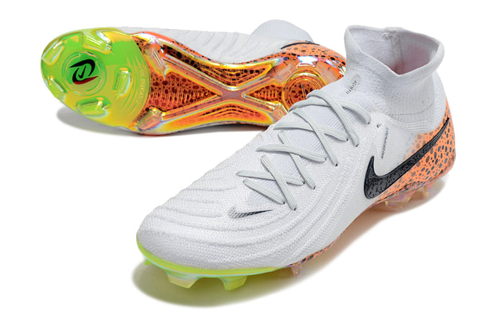 Phantom Luna Elite NU Super A Men's Full Knit Waterproof FG Soccer Shoes - White/Orange/Black/Green