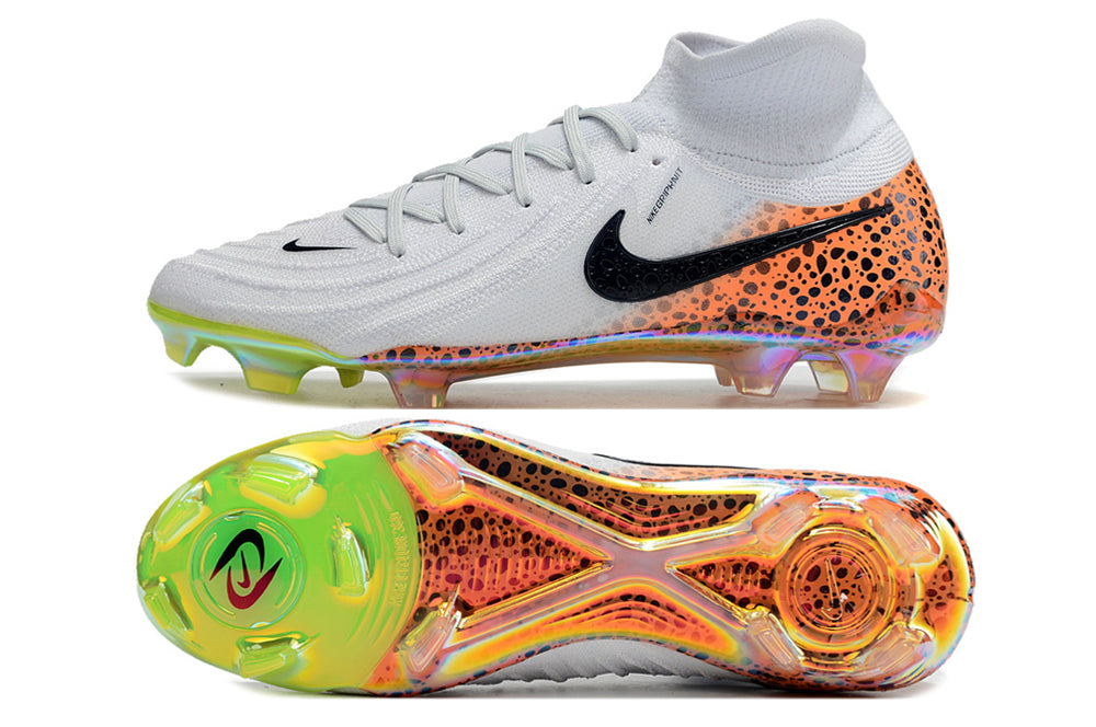 Phantom Luna Elite NU Super A Men's Full Knit Waterproof FG Soccer Shoes - White/Orange/Black/Green