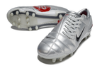 T90 Series Super A Back Slip Firm Ground Soccer Boots - Metallic Silver/Red