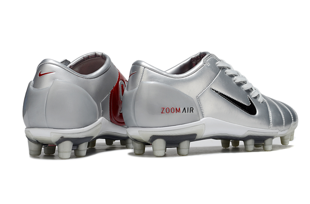 T90 Series Super A Back Slip Firm Ground Soccer Boots - Metallic Silver/Red