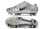 T90 Series Super A Back Slip Firm Ground Soccer Boots - Metallic Silver/Red