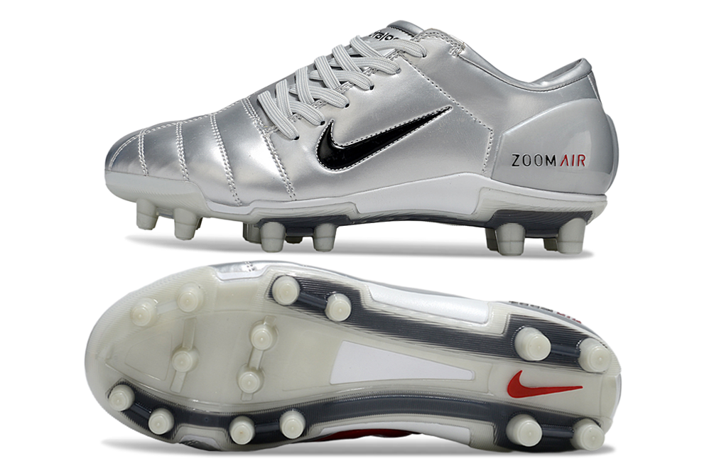 T90 Series Super A Back Slip Firm Ground Soccer Boots - Metallic Silver/Red