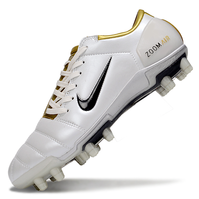 T90 Series Super A Back Slip Firm Ground Soccer Boots - White/Metallic Gold