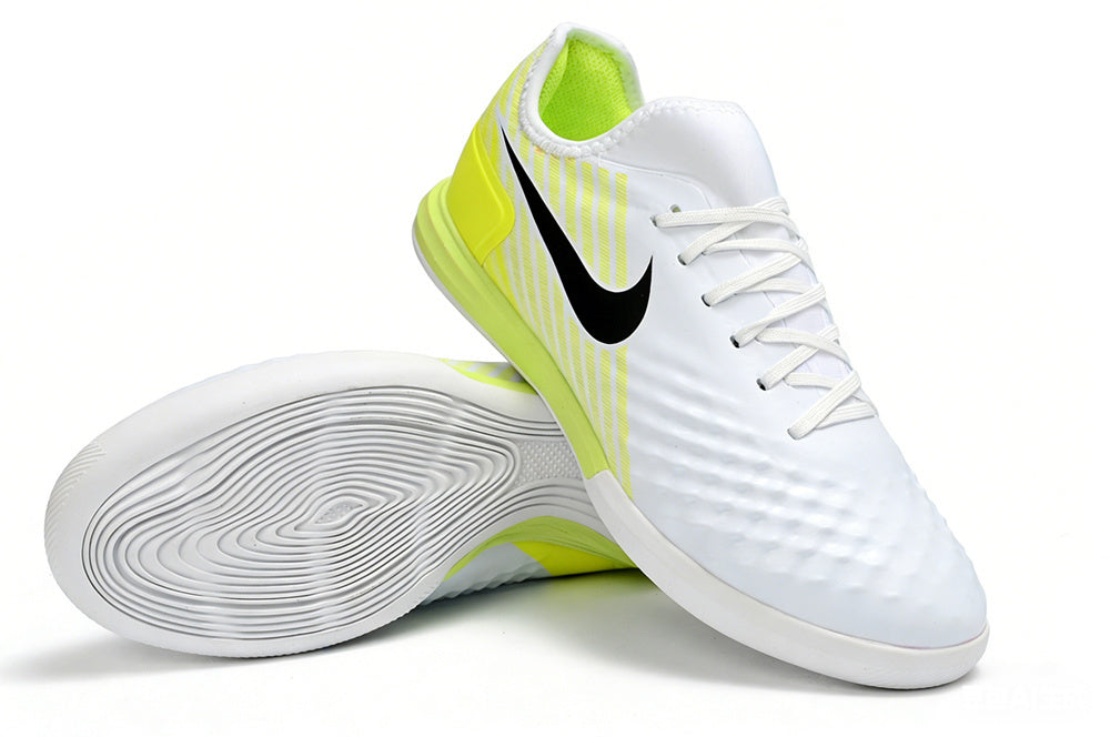 Magista X Finale II Indoor Flat Soccer Shoes - White/Neon Yellow