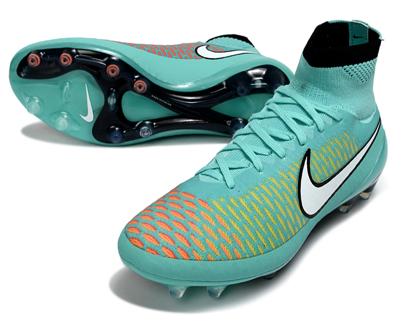 Magita Obra ACC Waterproof Full Knit FG Soccer Shoes - Turquoise/Orange/Hyper Crimson