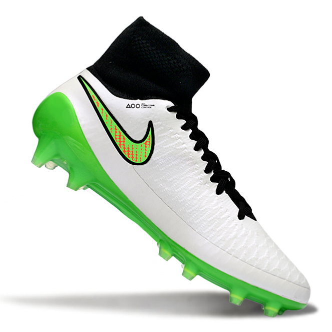Magita Obra ACC Waterproof Full Knit FG Soccer Shoes - White/Poison Green/Black/Total Orange
