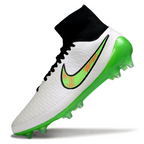 Magita Obra ACC Waterproof Full Knit FG Soccer Shoes - White/Poison Green/Black/Total Orange