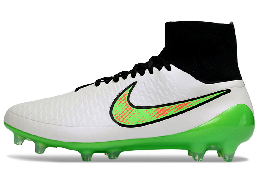 Magita Obra ACC Waterproof Full Knit FG Soccer Shoes - White/Poison Green/Black/Total Orange