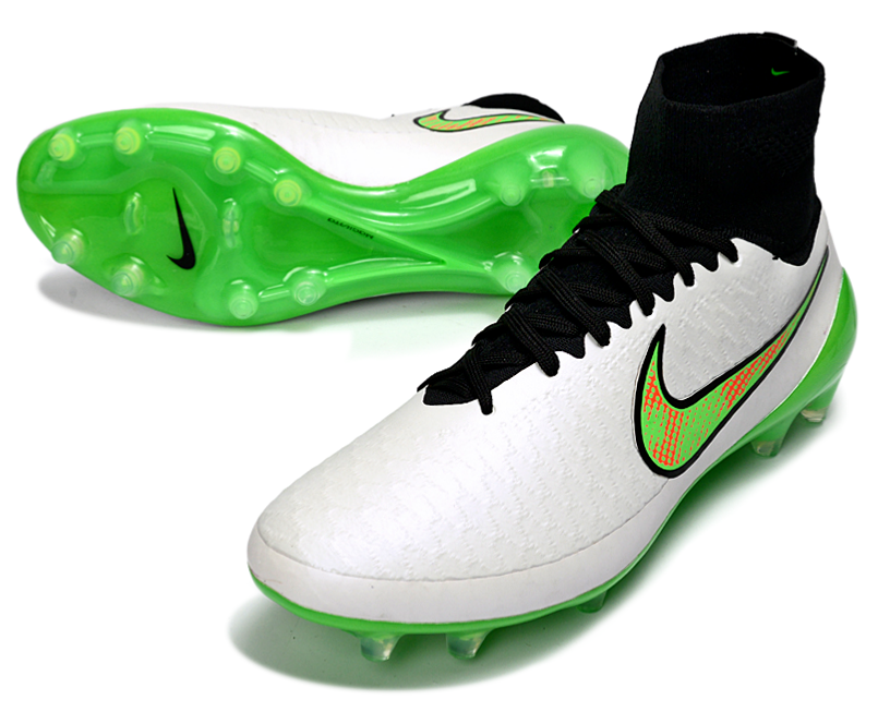 Magita Obra ACC Waterproof Full Knit FG Soccer Shoes - White/Poison Green/Black/Total Orange