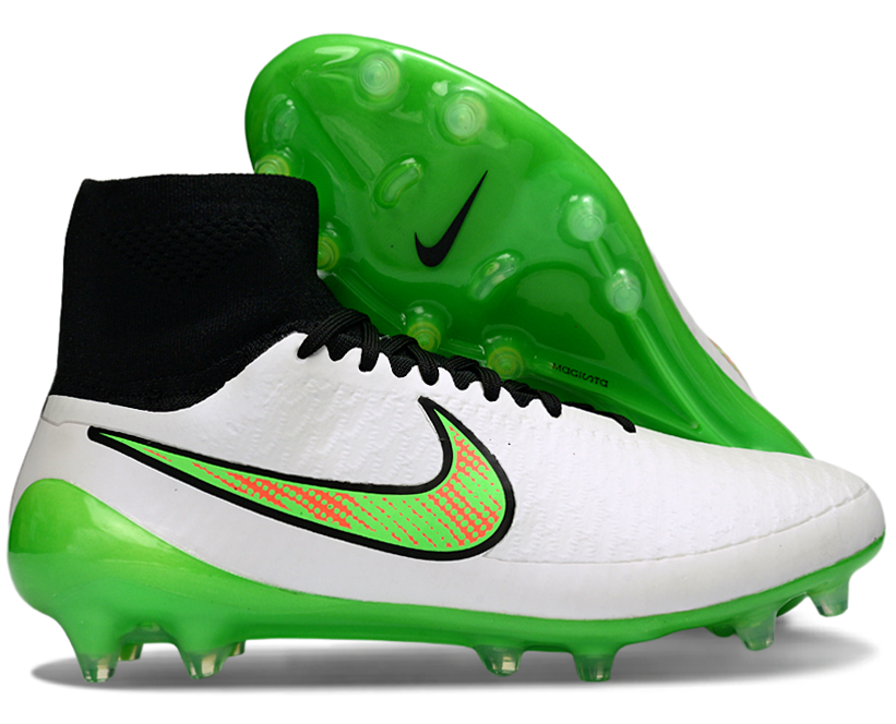 Magita Obra ACC Waterproof Full Knit FG Soccer Shoes - White/Poison Green/Black/Total Orange