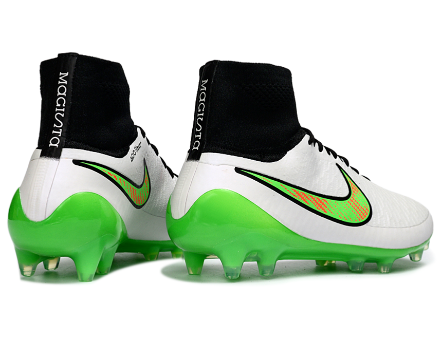Magita Obra ACC Waterproof Full Knit FG Soccer Shoes - White/Poison Green/Black/Total Orange