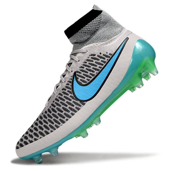 Magita Obra ACC Waterproof Full Knit FG Soccer Shoes - Wolf Grey/Turquoise Blue/Black