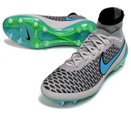 Magita Obra ACC Waterproof Full Knit FG Soccer Shoes - Wolf Grey/Turquoise Blue/Black