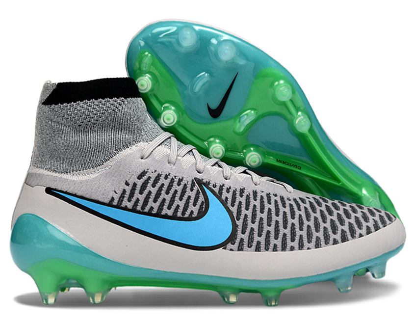 Magita Obra ACC Waterproof Full Knit FG Soccer Shoes - Wolf Grey/Turquoise Blue/Black