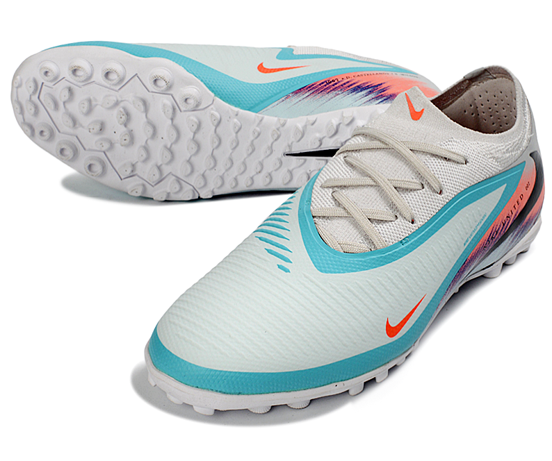 Phantom 6 Elite Low Pro Men's/Women's TF Soccer Shoes - White/Pistachio Frost/Hyper Orange