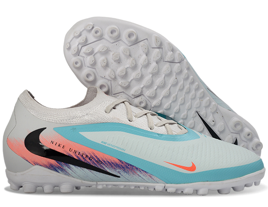 Phantom 6 Elite Low Pro Men's/Women's TF Soccer Shoes - White/Pistachio Frost/Hyper Orange