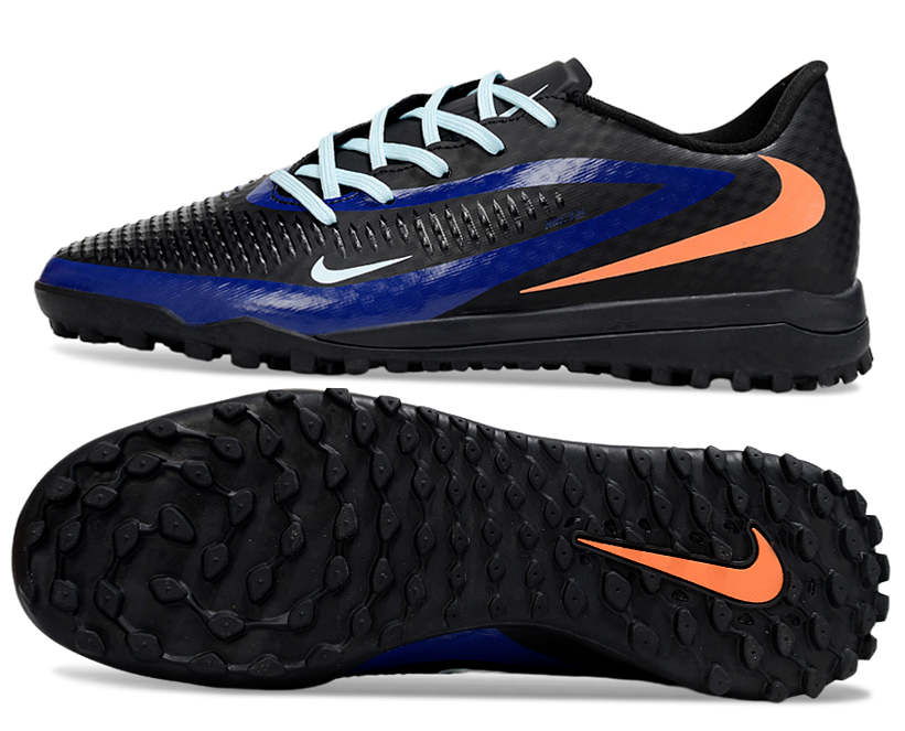 Phantom 6 Low Academy Men's/Women's TF Low-Top Soccer Shoes for Artificial Ground - Black/Blue/Orange