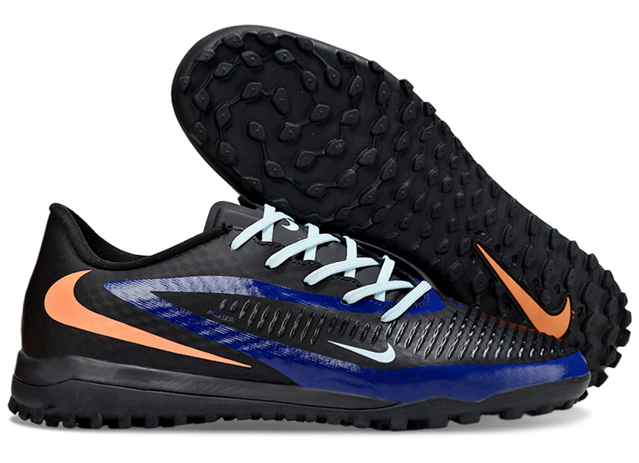 Phantom 6 Low Academy Men's/Women's TF Low-Top Soccer Shoes for Artificial Ground - Black/Blue/Orange