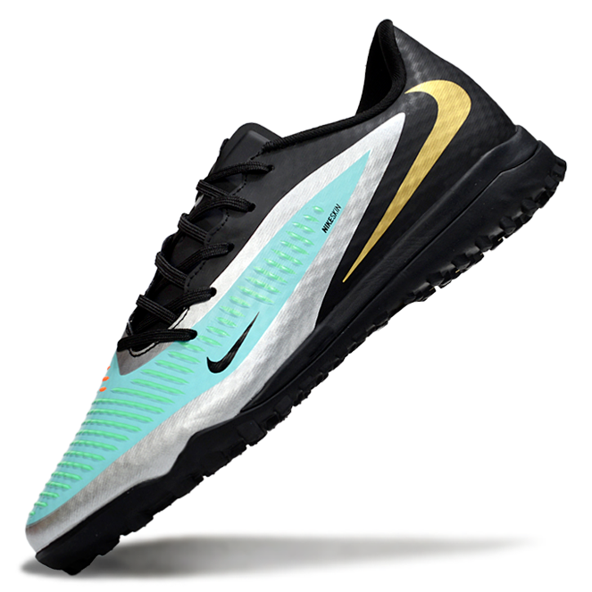 Phantom 6 Low Academy Men's/Women's TF Low-Top Soccer Shoes for Artificial Ground - Black/Pistachio Frost/Hyper Orange