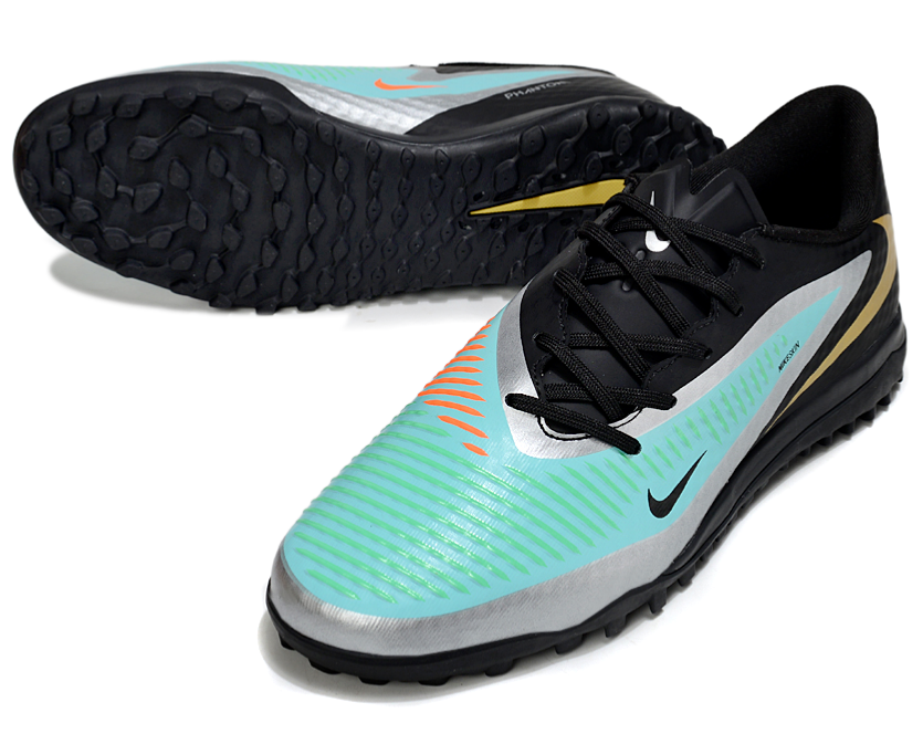 Phantom 6 Low Academy Men's/Women's TF Low-Top Soccer Shoes for Artificial Ground - Black/Pistachio Frost/Hyper Orange