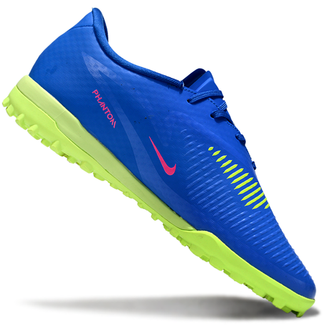Phantom 6 Low Academy Men's/Women's TF Low-Top Soccer Shoes for Artificial Ground - Blue/Neon Yellow/Pink