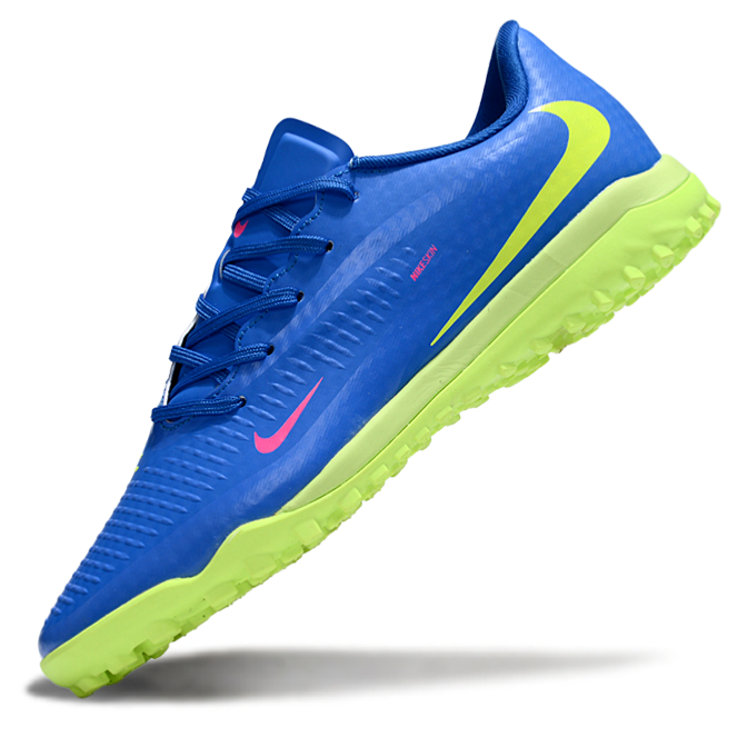 Phantom 6 Low Academy Men's/Women's TF Low-Top Soccer Shoes for Artificial Ground - Blue/Neon Yellow/Pink