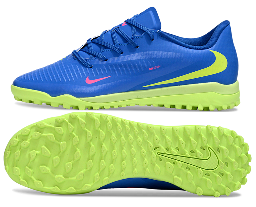 Phantom 6 Low Academy Men's/Women's TF Low-Top Soccer Shoes for Artificial Ground - Blue/Neon Yellow/Pink