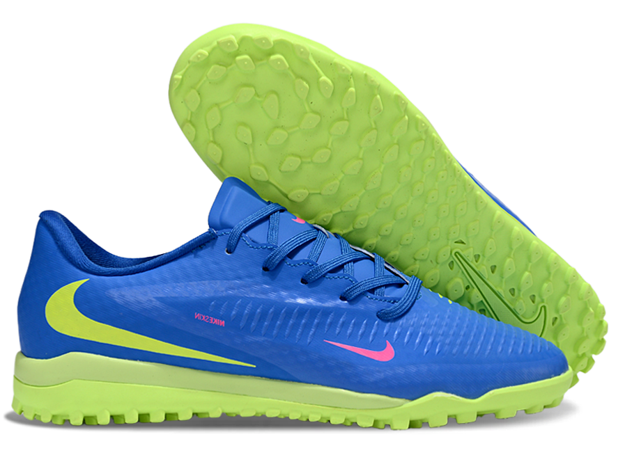 Phantom 6 Low Academy Men's/Women's TF Low-Top Soccer Shoes for Artificial Ground - Blue/Neon Yellow/Pink
