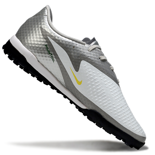 Phantom 6 Low Academy Men's/Women's TF Low-Top Soccer Shoes for Artificial Ground - White/Silver/Black/Green
