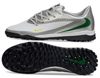 Phantom 6 Low Academy Men's/Women's TF Low-Top Soccer Shoes for Artificial Ground - White/Silver/Black/Green