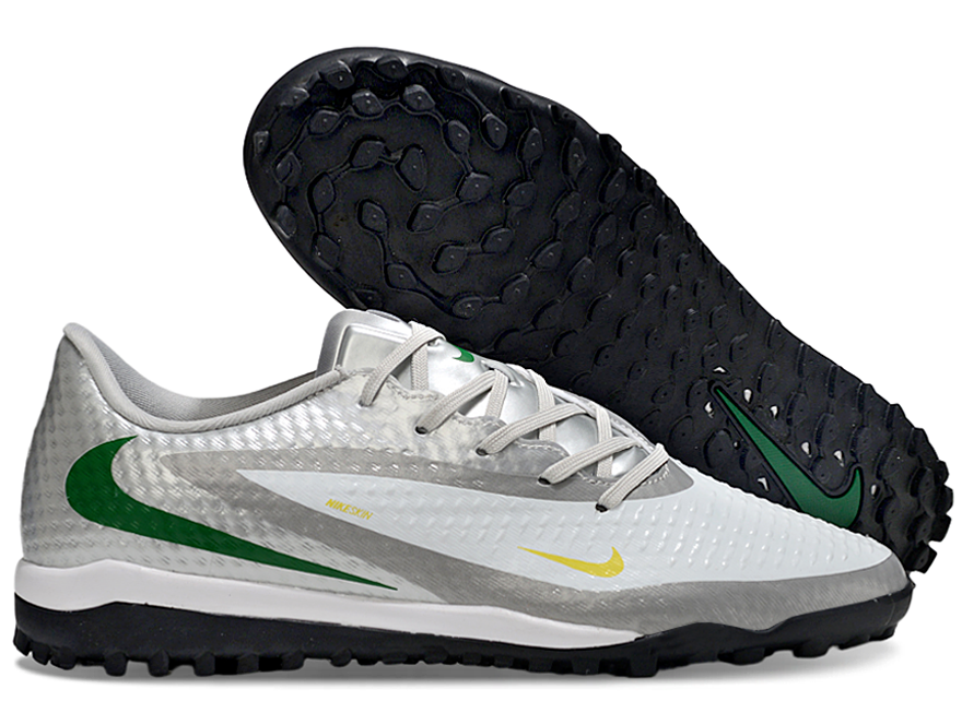 Phantom 6 Low Academy Men's/Women's TF Low-Top Soccer Shoes for Artificial Ground - White/Silver/Black/Green