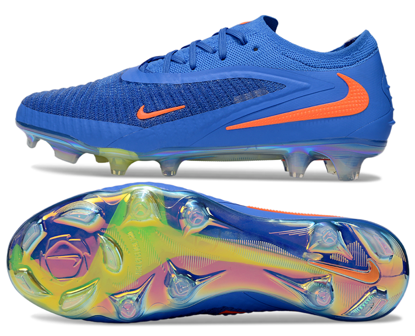 Phantom GX III Elite Double-Layer Waterproof Fish Silk Full Knit FG Soccer Shoes - Blue/Neon Yellow/Orange