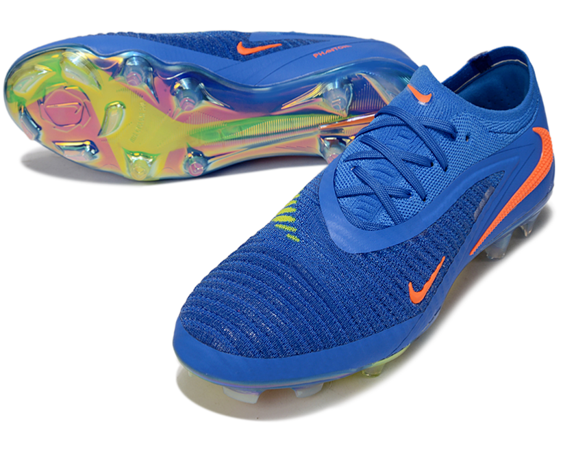 Phantom GX III Elite Double-Layer Waterproof Fish Silk Full Knit FG Soccer Shoes - Blue/Neon Yellow/Orange