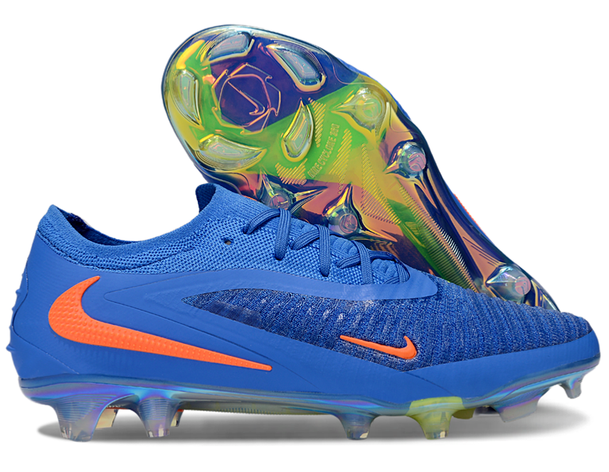 Phantom GX III Elite Double-Layer Waterproof Fish Silk Full Knit FG Soccer Shoes - Blue/Neon Yellow/Orange