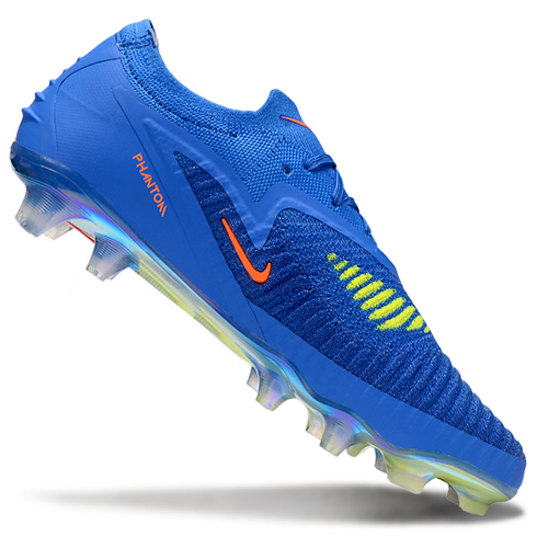 Phantom GX III Elite Double-Layer Waterproof Fish Silk Full Knit FG Soccer Shoes - Blue/Neon Yellow/Orange
