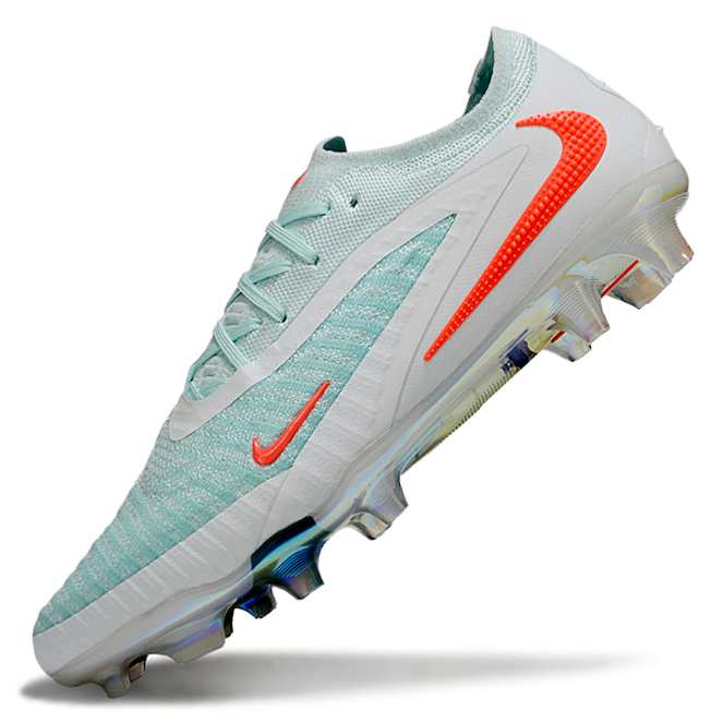 Phantom GX III Elite Double-Layer Waterproof Fish Silk Full Knit FG Soccer Shoes - Light Blue/Orange/White