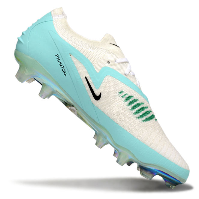 Phantom GX III Elite Double-Layer Waterproof Fish Silk Full Knit FG Soccer Shoes - Light Blue/White/Green