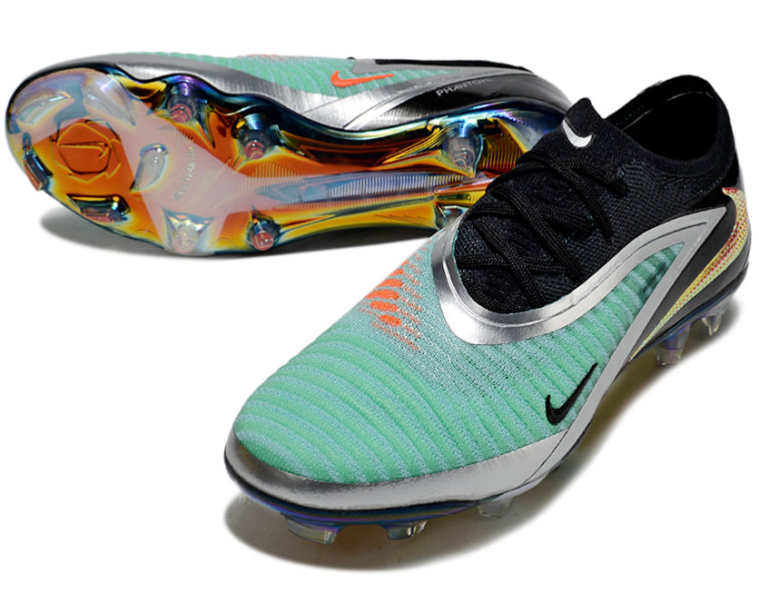 Phantom GX III Elite Double-Layer Waterproof Fish Silk Full Knit FG Soccer Shoes - Silver/Turquoise Blue/Black