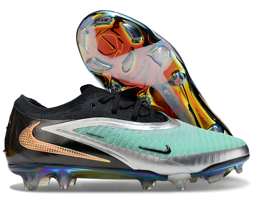 Phantom GX III Elite Double-Layer Waterproof Fish Silk Full Knit FG Soccer Shoes - Silver/Turquoise Blue/Black