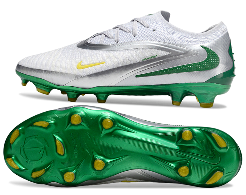 Phantom GX III Elite Double-Layer Waterproof Fish Silk Full Knit FG Soccer Shoes - White/Green/Silver