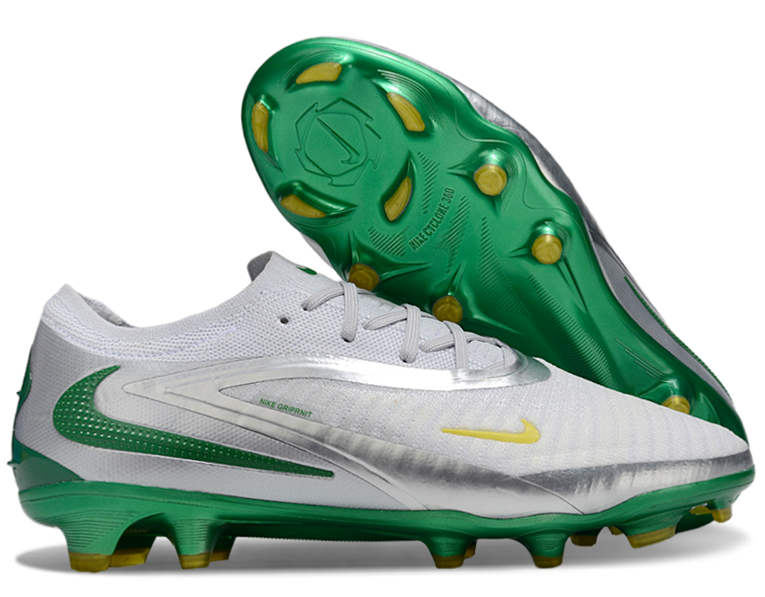 Phantom GX III Elite Double-Layer Waterproof Fish Silk Full Knit FG Soccer Shoes - White/Green/Silver