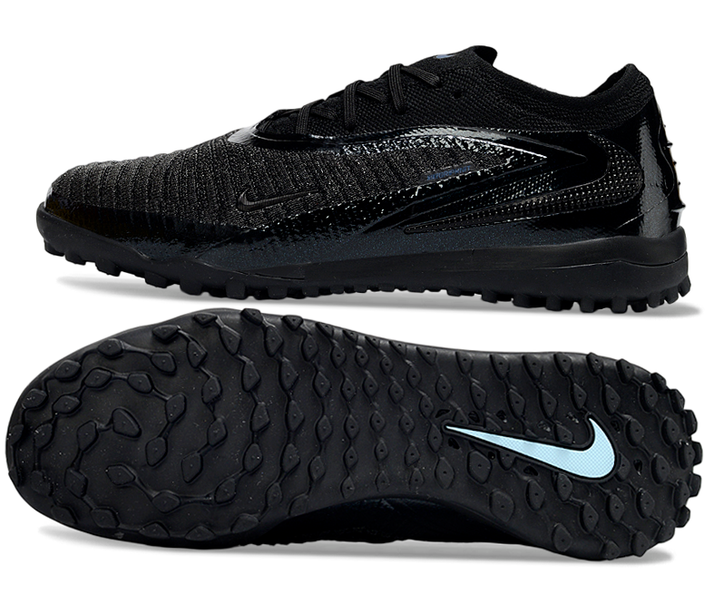Phantom GX III Elite Double-Layer Waterproof Fishwire Full Knit Grass Stud TF Soccer Shoes - Black
