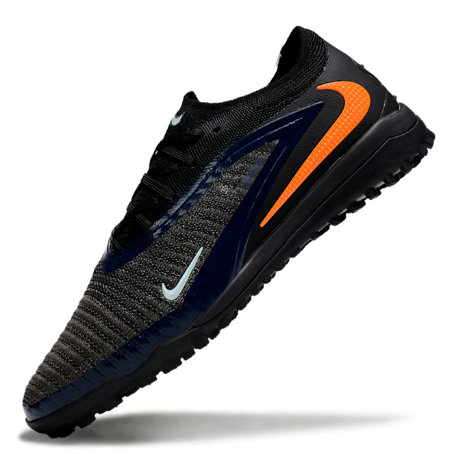 Phantom GX III Elite Double-Layer Waterproof Fishwire Full Knit Grass Stud TF Soccer Shoes - Black/Blue/Orange