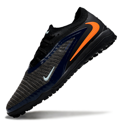 Phantom GX III Elite Double-Layer Waterproof Fishwire Full Knit Grass Stud TF Soccer Shoes - Black/Blue/Orange