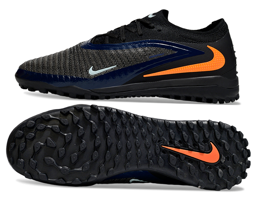 Phantom GX III Elite Double-Layer Waterproof Fishwire Full Knit Grass Stud TF Soccer Shoes - Black/Blue/Orange