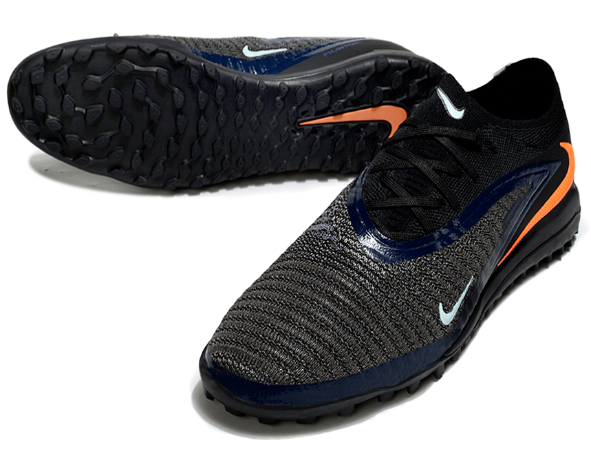 Phantom GX III Elite Double-Layer Waterproof Fishwire Full Knit Grass Stud TF Soccer Shoes - Black/Blue/Orange