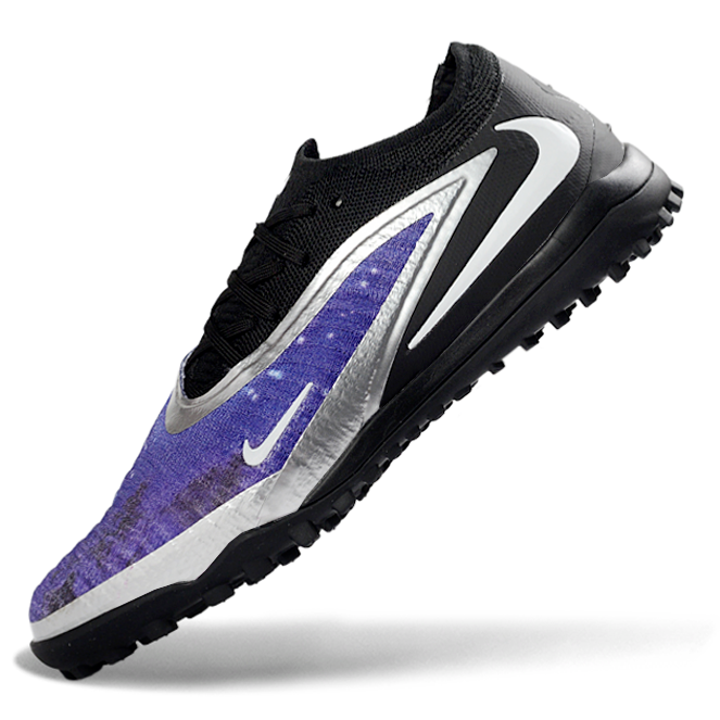 Phantom GX III Elite Double-Layer Waterproof Fishwire Full Knit Grass Stud TF Soccer Shoes - Black/Blue/Silver/Purple