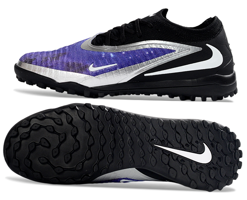 Phantom GX III Elite Double-Layer Waterproof Fishwire Full Knit Grass Stud TF Soccer Shoes - Black/Blue/Silver/Purple