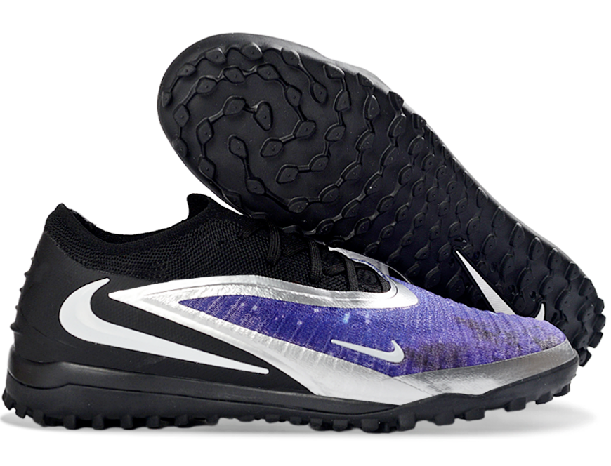 Phantom GX III Elite Double-Layer Waterproof Fishwire Full Knit Grass Stud TF Soccer Shoes - Black/Blue/Silver/Purple