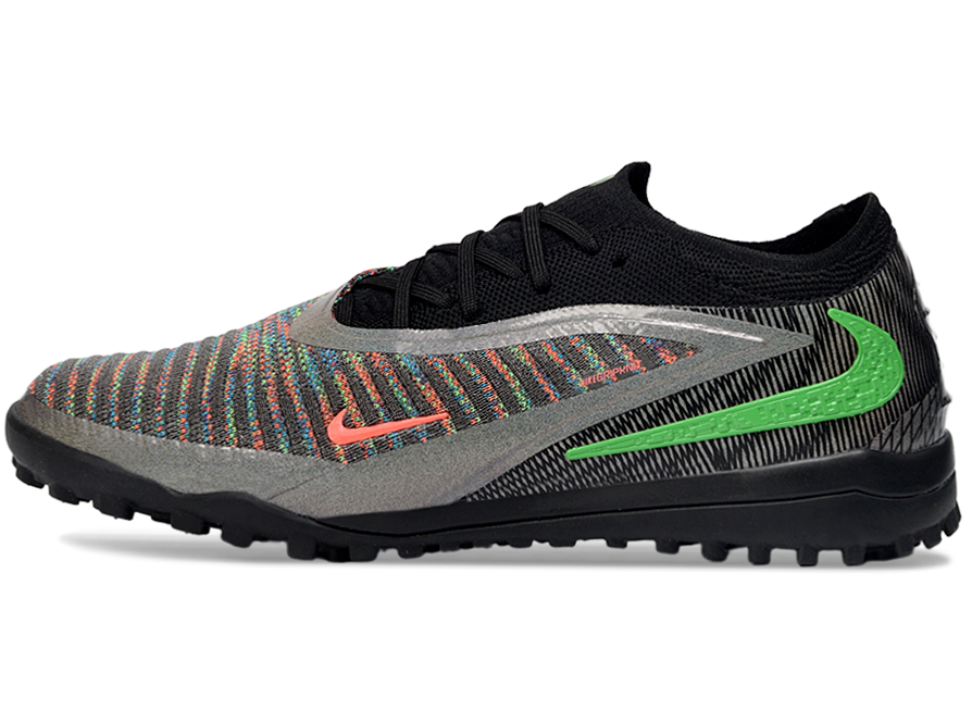 Phantom GX III Elite Double-Layer Waterproof Fishwire Full Knit Grass Stud TF Soccer Shoes - Black/Grey/Green